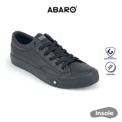Black School Shoes ABARO 7369A Canvas Secondary Unisex Bouncy Walk